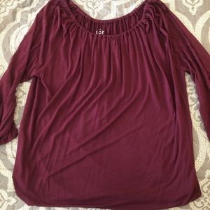LOFT top w gathered neck and cuff